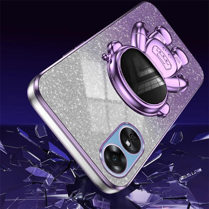 For Oppo A58 4G Astronaut Kickstand PC+TPU Anti-fall Shell Electroplating Phone Case