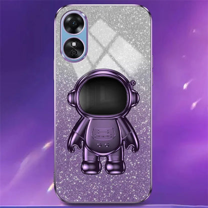 For Oppo A58 4G Astronaut Kickstand PC+TPU Anti-fall Shell Electroplating Phone Case