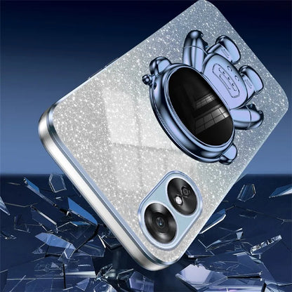 For Oppo A58 4G Astronaut Kickstand PC+TPU Anti-fall Shell Electroplating Phone Case