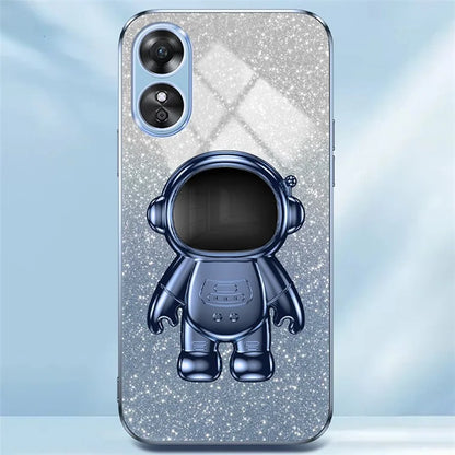 For Oppo A58 4G Astronaut Kickstand PC+TPU Anti-fall Shell Electroplating Phone Case