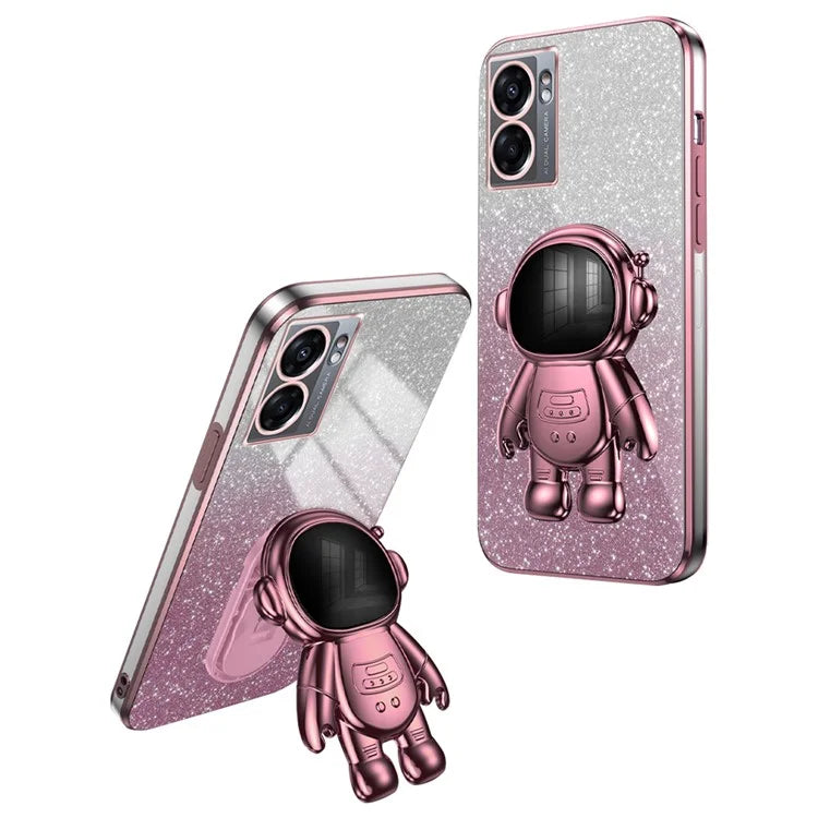 For Oppo A57 (2022) 5G / A77 5G / Realme Q5i / Realme V23 5G Astronaut Kickstand PC+TPU Phone Case