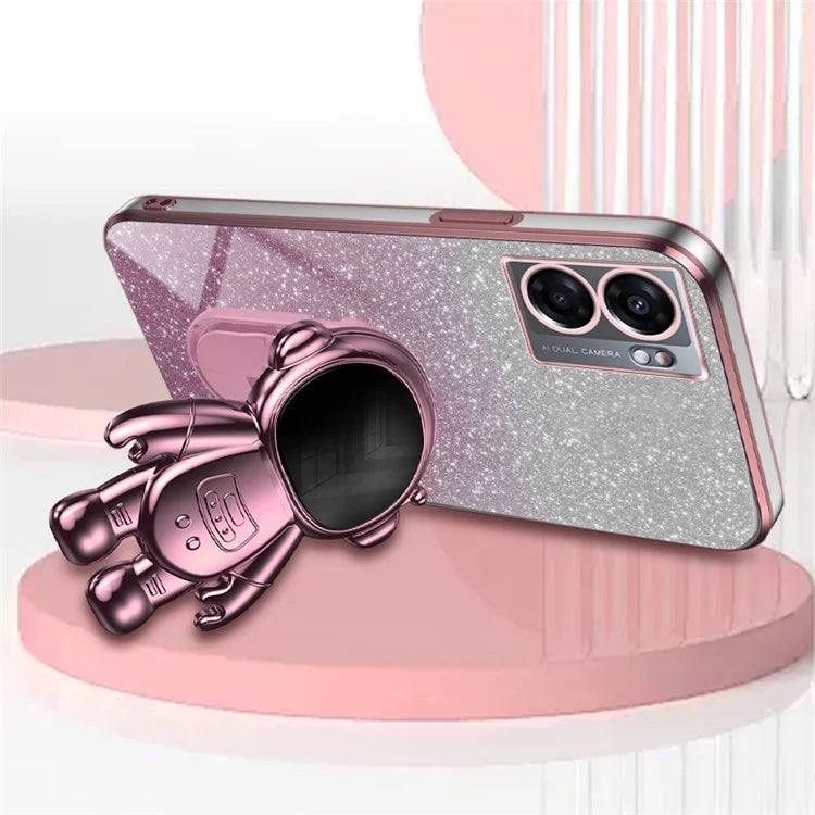 For Oppo A57 (2022) 5G / A77 5G / Realme Q5i / Realme V23 5G Astronaut Kickstand PC+TPU Phone Case