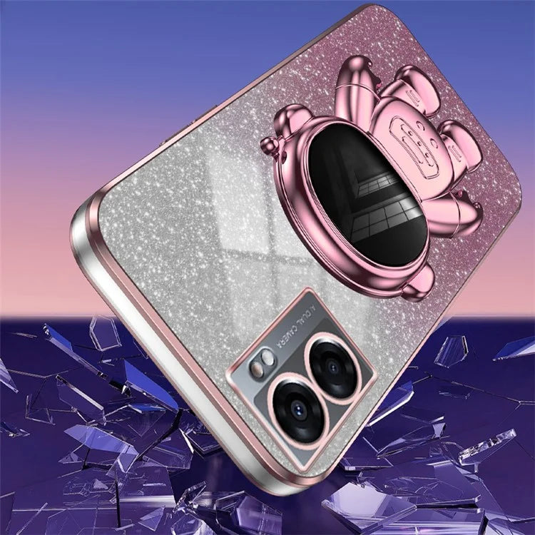 For Oppo A57 (2022) 5G / A77 5G / Realme Q5i / Realme V23 5G Astronaut Kickstand PC+TPU Phone Case