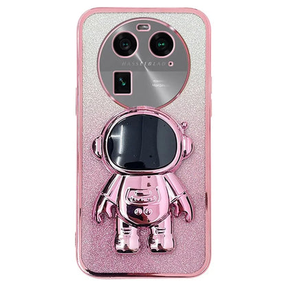 For Oppo Find X6 Pro Astronaut Kickstand PC+TPU Scratch-resistant Shell Electroplating Phone Case