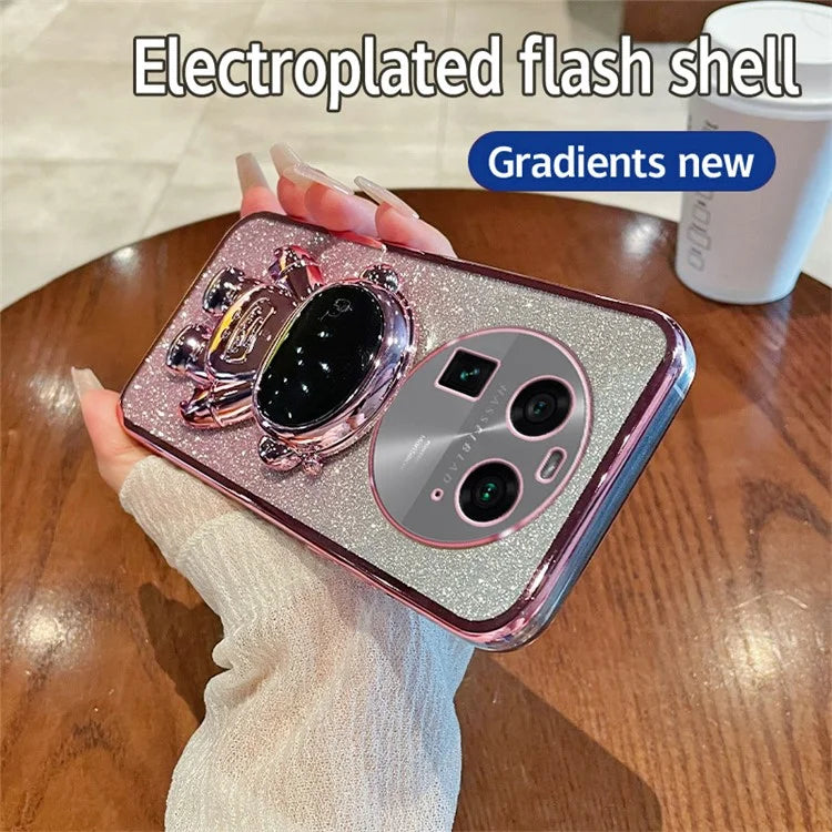 For Oppo Find X6 Pro Astronaut Kickstand PC+TPU Scratch-resistant Shell Electroplating Phone Case