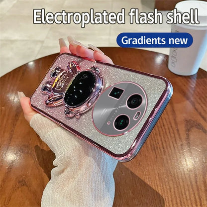 For Oppo Find X6 Pro Astronaut Kickstand PC+TPU Scratch-resistant Shell Electroplating Phone Case