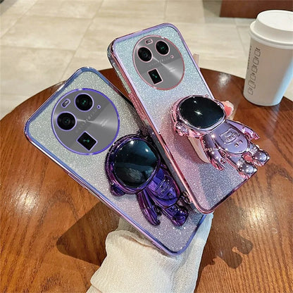 For Oppo Find X6 Pro Astronaut Kickstand PC+TPU Scratch-resistant Shell Electroplating Phone Case