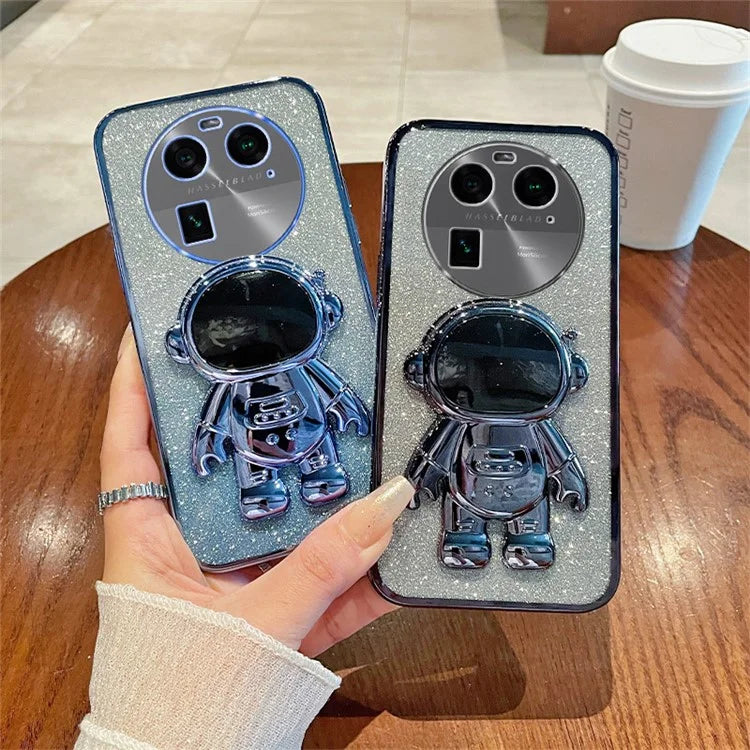 For Oppo Find X6 Pro Astronaut Kickstand PC+TPU Scratch-resistant Shell Electroplating Phone Case