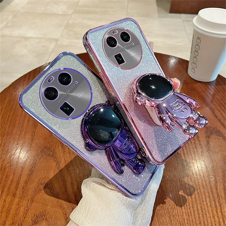 For Oppo Find X6 Pro Astronaut Kickstand PC+TPU Scratch-resistant Shell Electroplating Phone Case