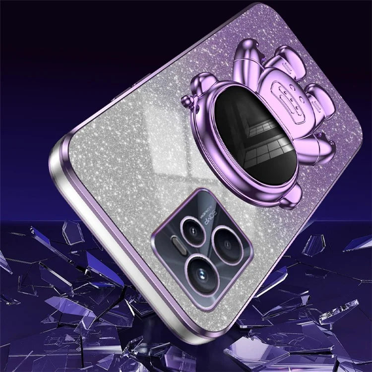 Slim-Fit Phone Case for Realme C35 4G Astronaut Kickstand PC+TPU Cover Anti-Scratch Phone Shell