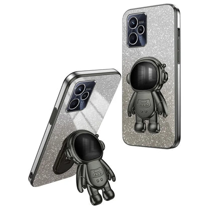 Slim-Fit Phone Case for Realme C35 4G Astronaut Kickstand PC+TPU Cover Anti-Scratch Phone Shell