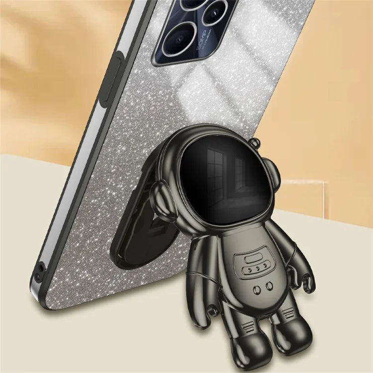 Slim-Fit Phone Case for Realme C35 4G Astronaut Kickstand PC+TPU Cover Anti-Scratch Phone Shell