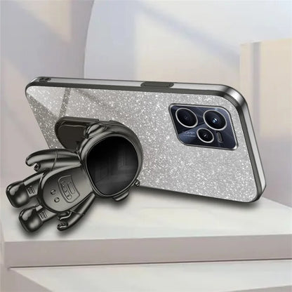 Slim-Fit Phone Case for Realme C35 4G Astronaut Kickstand PC+TPU Cover Anti-Scratch Phone Shell