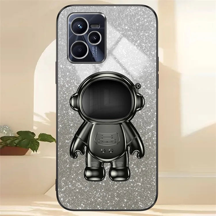 Slim-Fit Phone Case for Realme C35 4G Astronaut Kickstand PC+TPU Cover Anti-Scratch Phone Shell