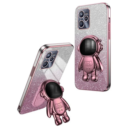 Slim-Fit Phone Case for Realme C35 4G Astronaut Kickstand PC+TPU Cover Anti-Scratch Phone Shell