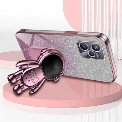 Slim-Fit Phone Case for Realme C35 4G Astronaut Kickstand PC+TPU Cover Anti-Scratch Phone Shell
