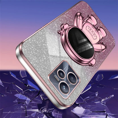 Slim-Fit Phone Case for Realme C35 4G Astronaut Kickstand PC+TPU Cover Anti-Scratch Phone Shell