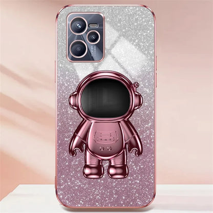 Slim-Fit Phone Case for Realme C35 4G Astronaut Kickstand PC+TPU Cover Anti-Scratch Phone Shell