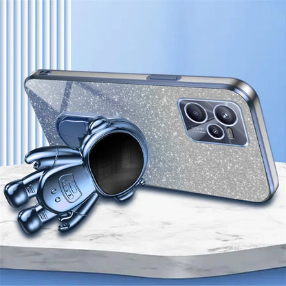 Slim-Fit Phone Case for Realme C35 4G Astronaut Kickstand PC+TPU Cover Anti-Scratch Phone Shell