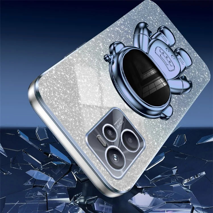 Slim-Fit Phone Case for Realme C35 4G Astronaut Kickstand PC+TPU Cover Anti-Scratch Phone Shell