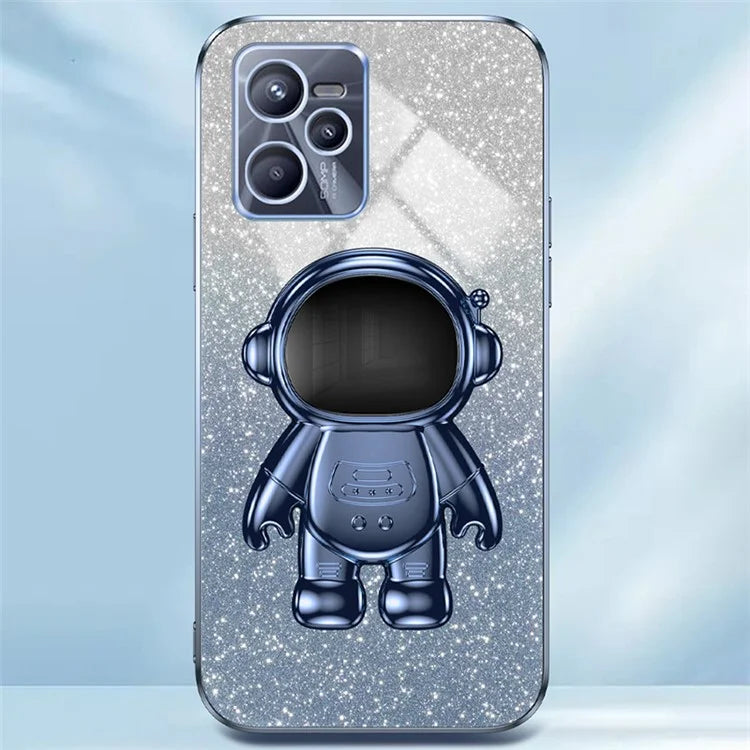 Slim-Fit Phone Case for Realme C35 4G Astronaut Kickstand PC+TPU Cover Anti-Scratch Phone Shell