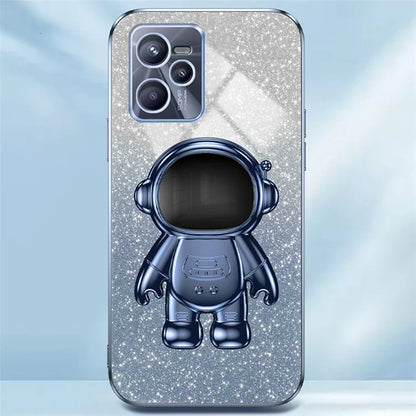Slim-Fit Phone Case for Realme C35 4G Astronaut Kickstand PC+TPU Cover Anti-Scratch Phone Shell