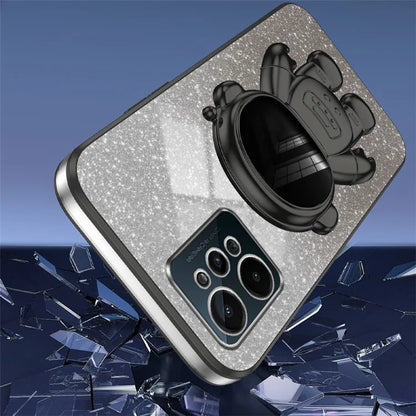 For Realme C31 PC+TPU Case Support Kickstand Astronaut Decor Electroplating Phone Cover