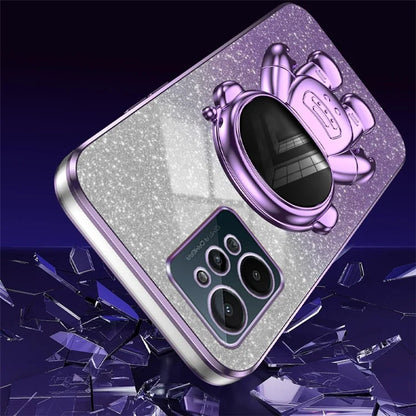 For Realme C31 PC+TPU Case Support Kickstand Astronaut Decor Electroplating Phone Cover