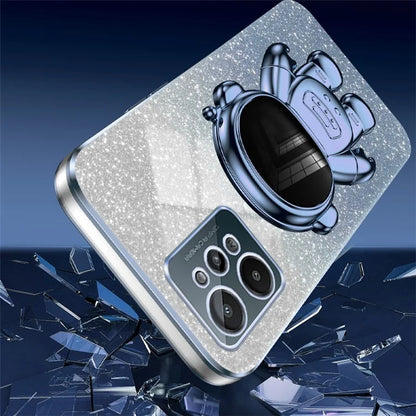 For Realme C31 PC+TPU Case Support Kickstand Astronaut Decor Electroplating Phone Cover