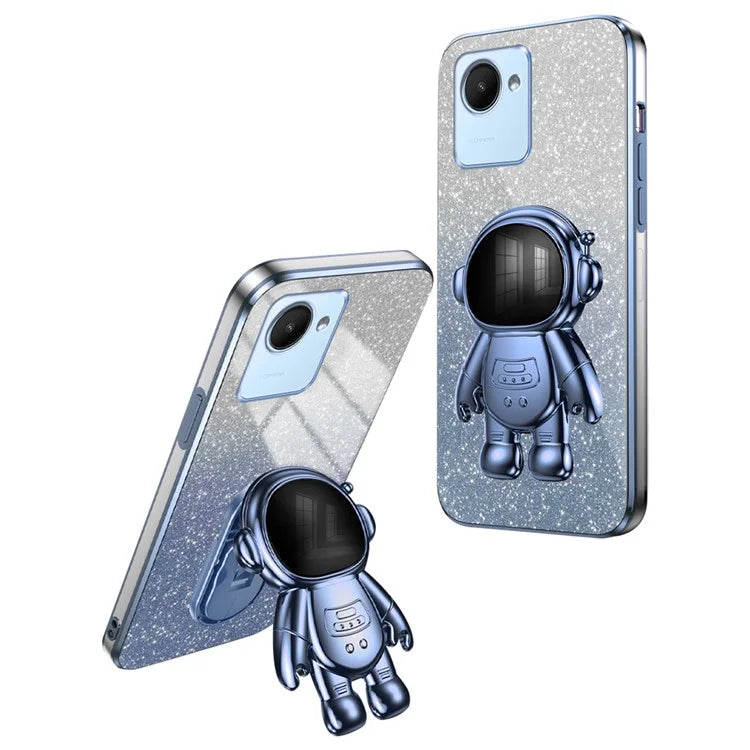 For Realme C30s 4G / C30 4G Cases Shockproof Kickstand PC+TPU Cover Electroplating Phone Shell