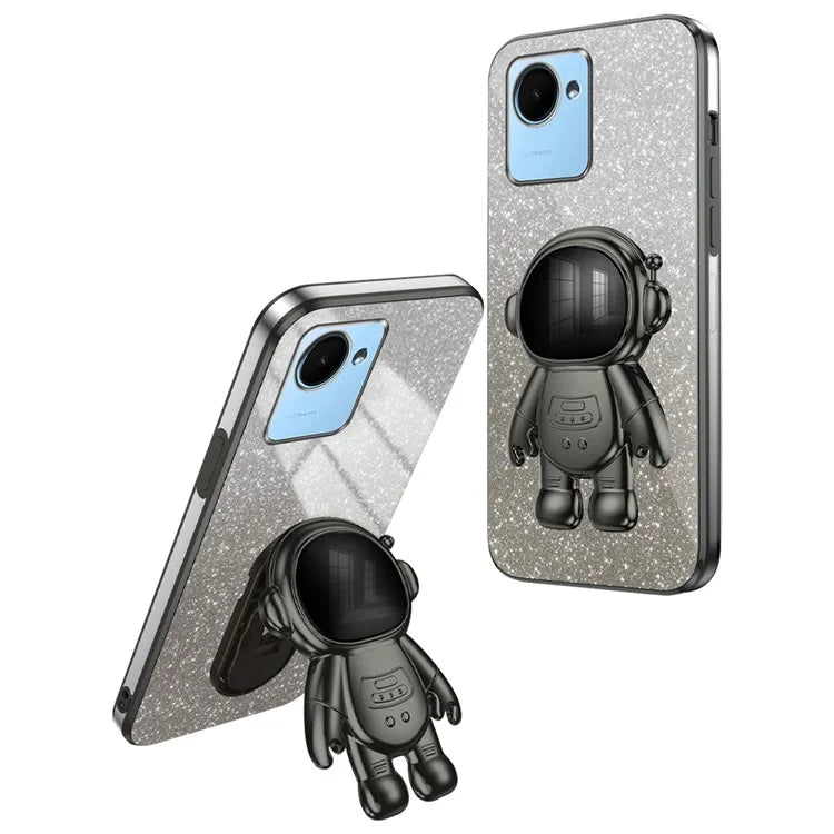 For Realme C30s 4G / C30 4G Cases Shockproof Kickstand PC+TPU Cover Electroplating Phone Shell