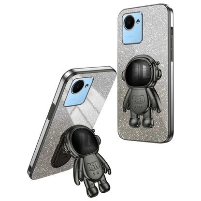 For Realme C30s 4G / C30 4G Cases Shockproof Kickstand PC+TPU Cover Electroplating Phone Shell