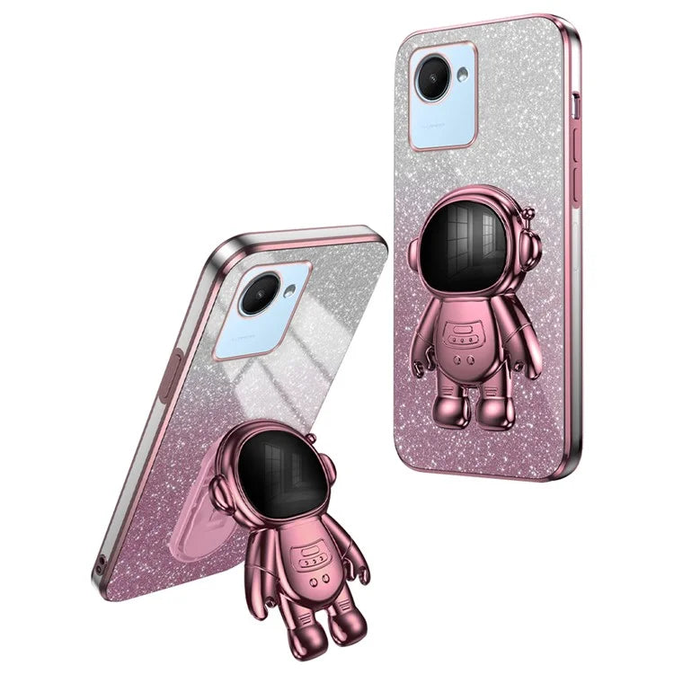 For Realme C30s 4G / C30 4G Cases Shockproof Kickstand PC+TPU Cover Electroplating Phone Shell