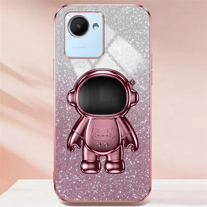 For Realme C30s 4G / C30 4G Cases Shockproof Kickstand PC+TPU Cover Electroplating Phone Shell