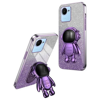 For Realme C30s 4G / C30 4G Cases Shockproof Kickstand PC+TPU Cover Electroplating Phone Shell