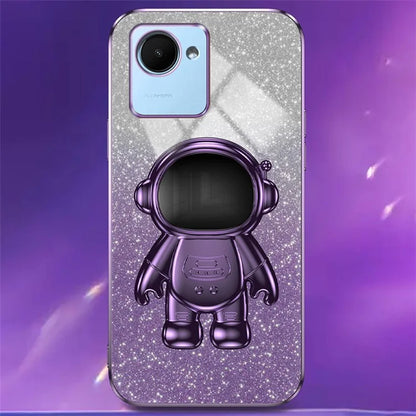 For Realme C30s 4G / C30 4G Cases Shockproof Kickstand PC+TPU Cover Electroplating Phone Shell