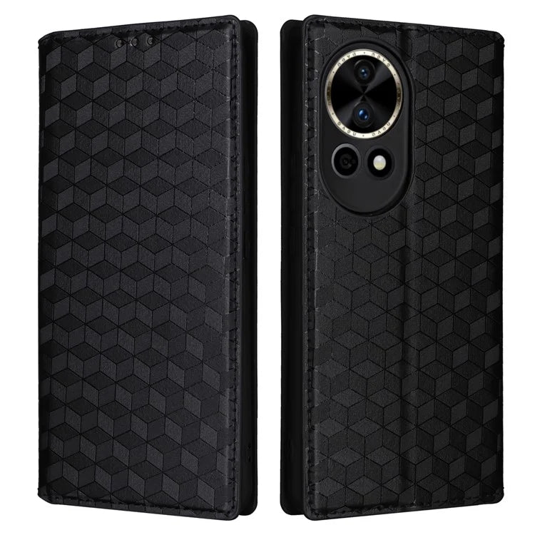 For Huawei nova 12 5G Case Rhombus Imprinted Leather Flip Phone Case