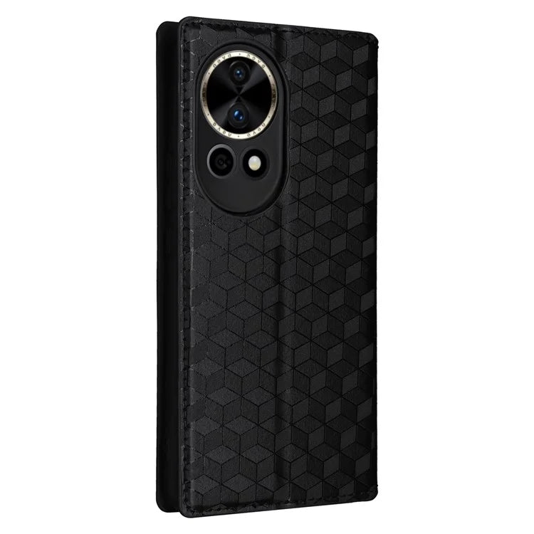 For Huawei nova 12 5G Case Rhombus Imprinted Leather Flip Phone Case