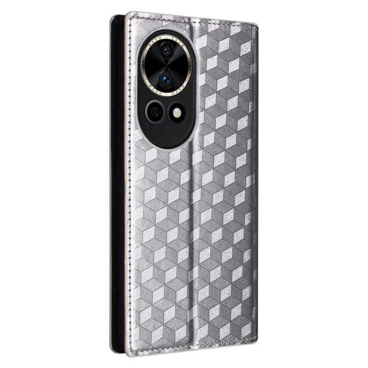 For Huawei nova 12 5G Case Rhombus Imprinted Leather Flip Phone Case