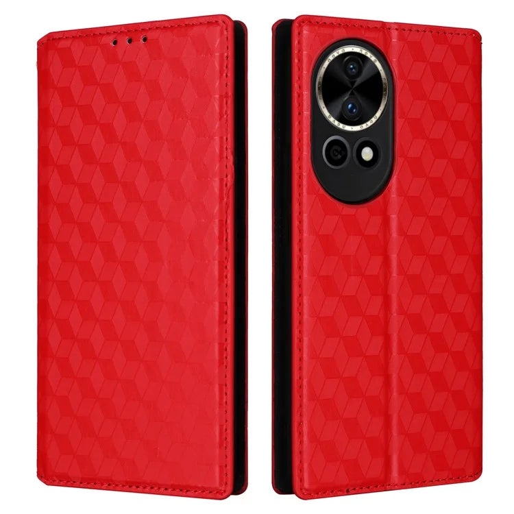 For Huawei nova 12 5G Case Rhombus Imprinted Leather Flip Phone Case