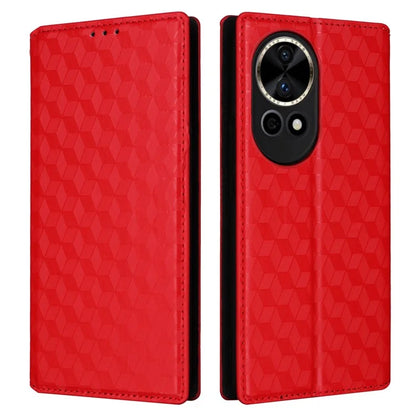 For Huawei nova 12 5G Case Rhombus Imprinted Leather Flip Phone Case