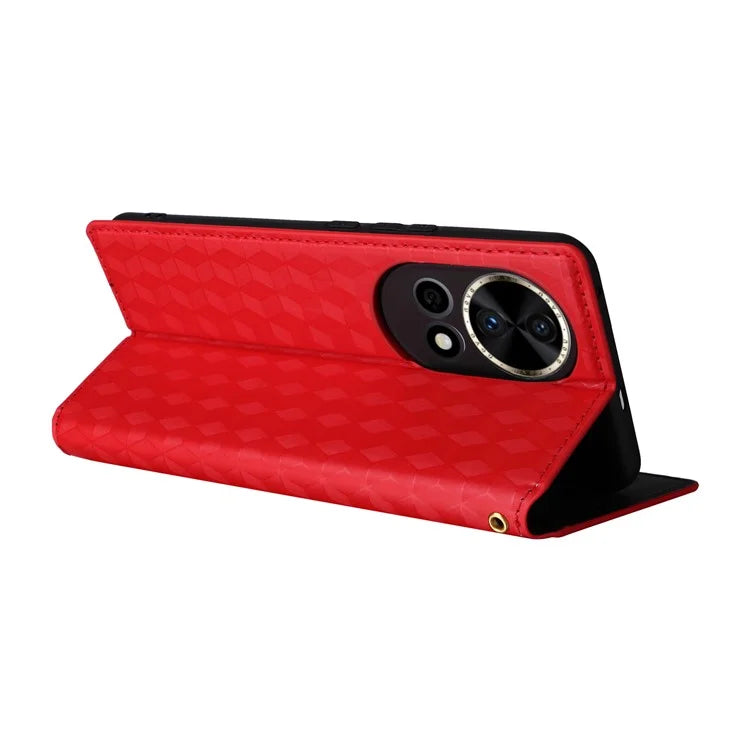 For Huawei nova 12 5G Case Rhombus Imprinted Leather Flip Phone Case