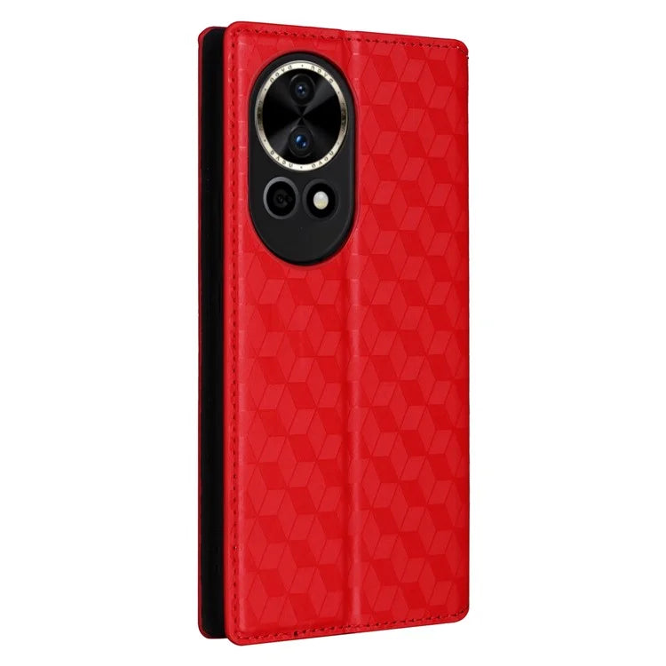 For Huawei nova 12 5G Case Rhombus Imprinted Leather Flip Phone Case