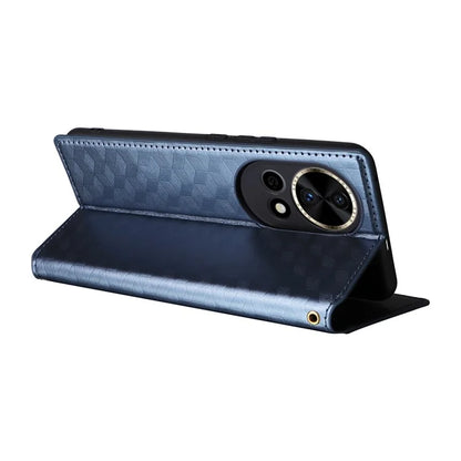For Huawei nova 12 5G Case Rhombus Imprinted Leather Flip Phone Case