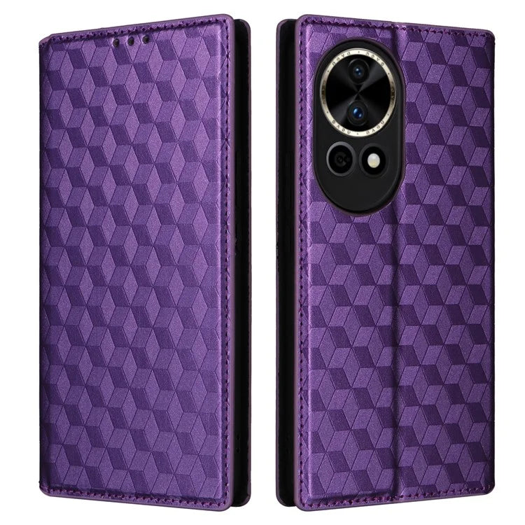 For Huawei nova 12 5G Case Rhombus Imprinted Leather Flip Phone Case