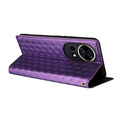 For Huawei nova 12 5G Case Rhombus Imprinted Leather Flip Phone Case