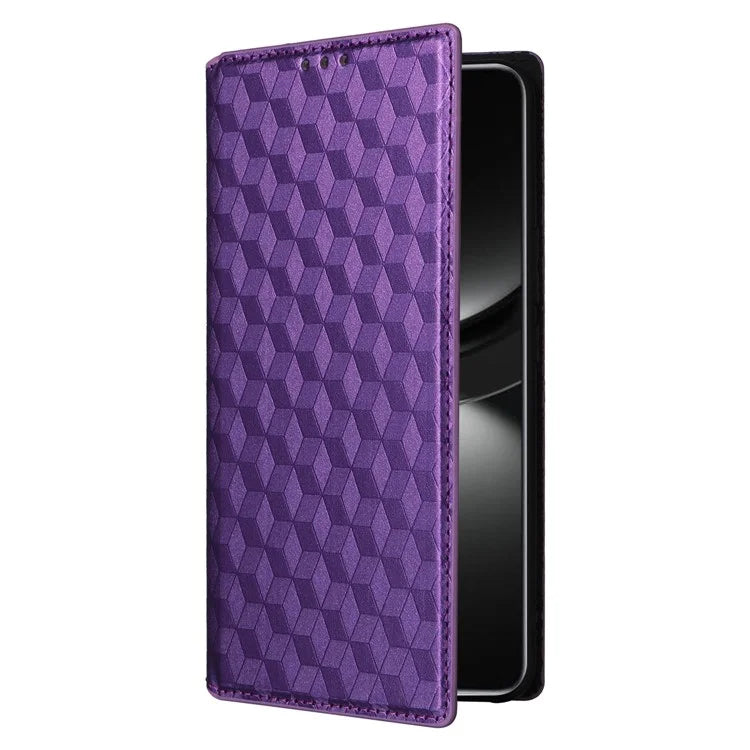 For Huawei nova 12 5G Case Rhombus Imprinted Leather Flip Phone Case