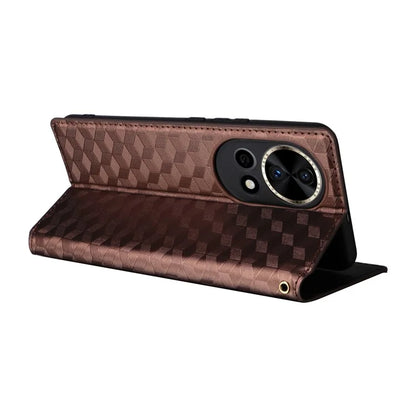 For Huawei nova 12 5G Case Rhombus Imprinted Leather Flip Phone Case