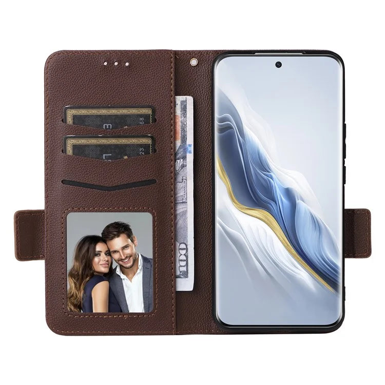 For Honor Magic6 Pro 5G Phone Case PU Leather Wallet Magnetic Clasp Drop-proof Cover