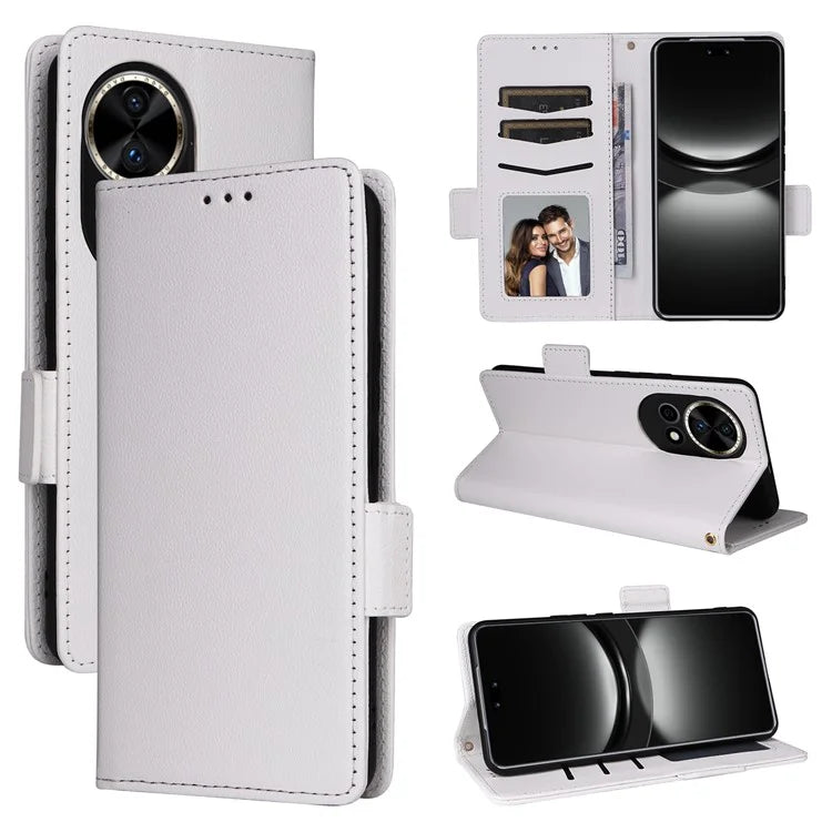 For Huawei nova 12 5G Cell Phone Case Litchi Texture Leather Wallet Protective Folio Cover